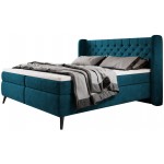 Επενδυμένο κρεβάτι Square με στρώμα και ανώστρωμα-Petrol-160 x 200