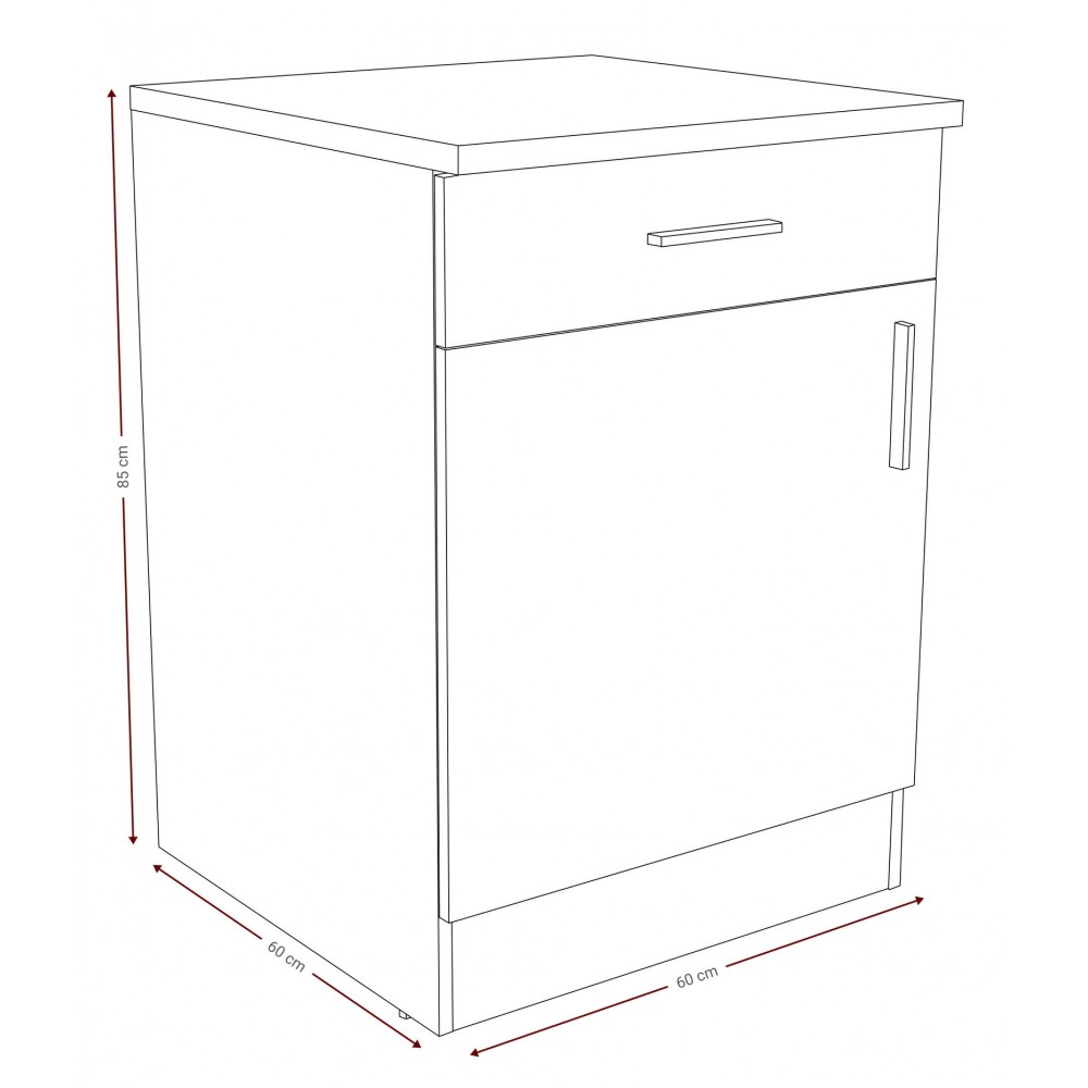 Επιδαπέδιο ντουλάπι Poppy 60-Fusiko-Leuko