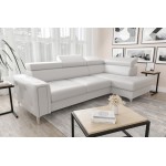 Γωνιακός καναπές Almeria Eco LTHR-Leuko-Δεξιά