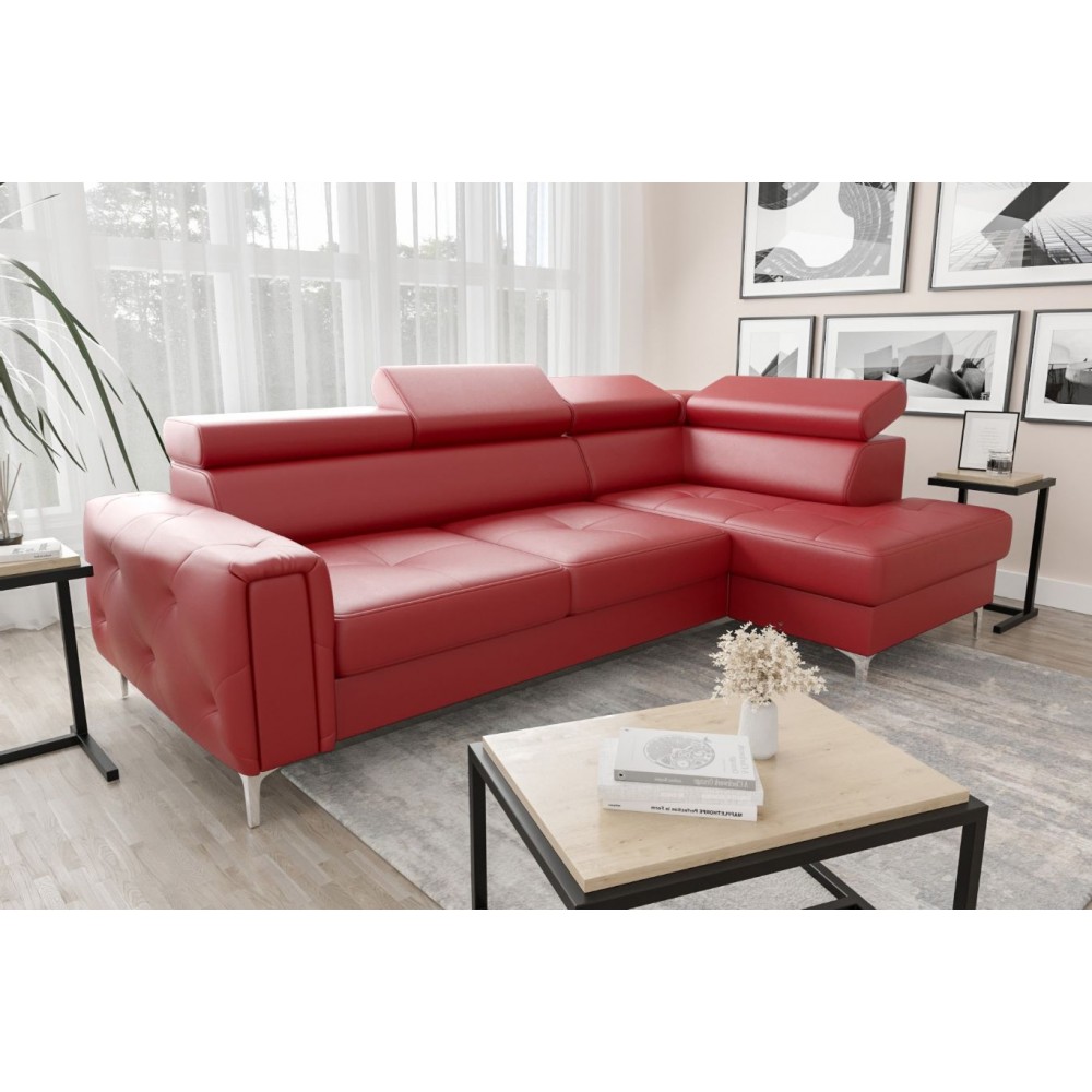 Γωνιακός καναπές Almeria LTHR-Kokkino-Δεξιά