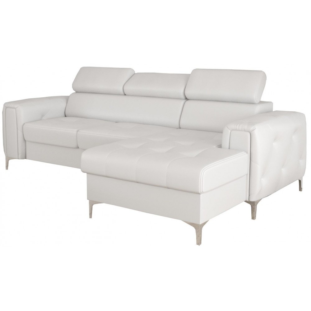 Γωνιακός Καναπές Almeria Mini Eco LTHR-Leuko-Δεξιά