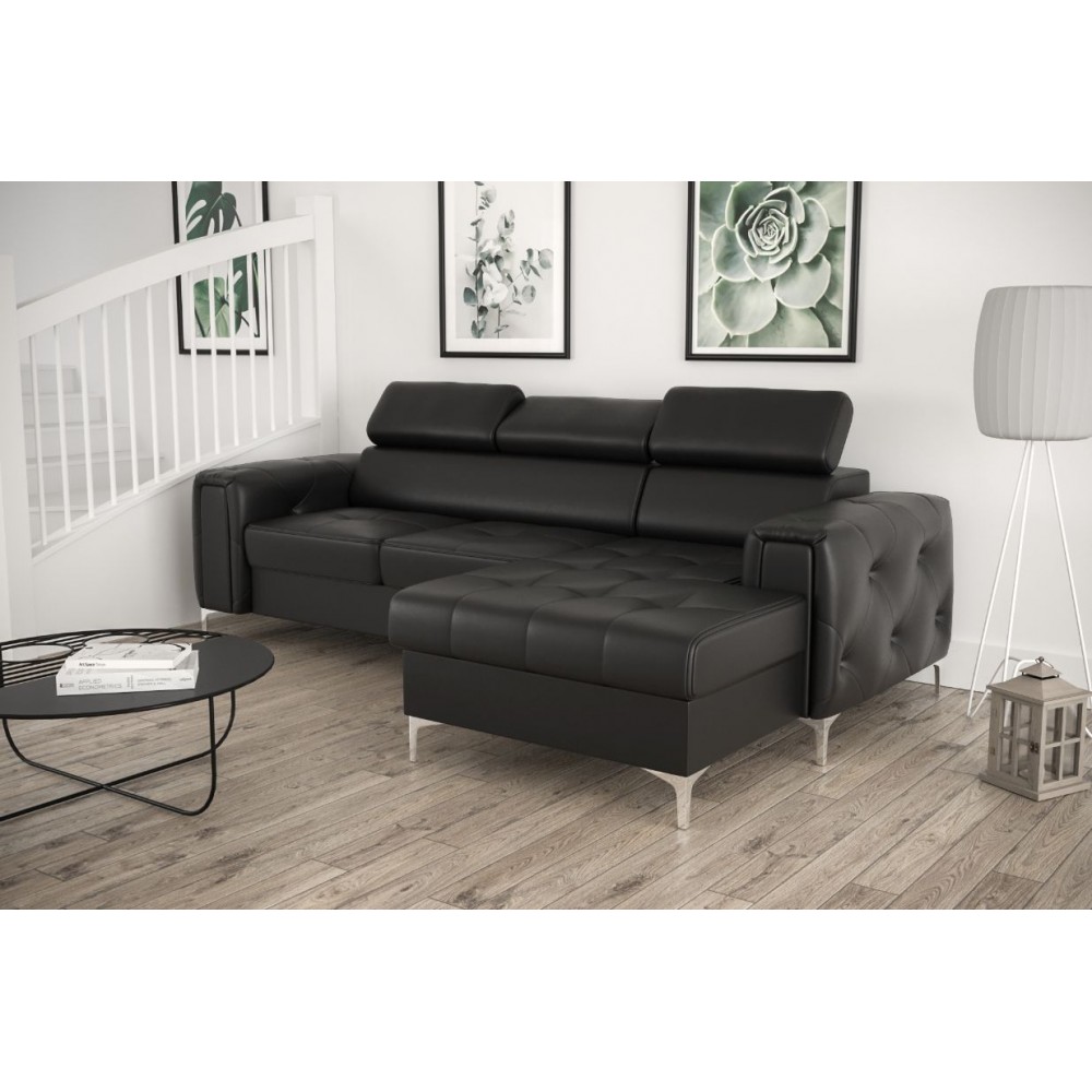 Γωνιακός Καναπές Almeria Mini Eco LTHR-Mauro-Δεξιά