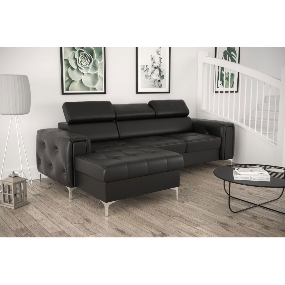 Γωνιακός Καναπές Almeria Mini Eco LTHR-Mauro-Αριστερή