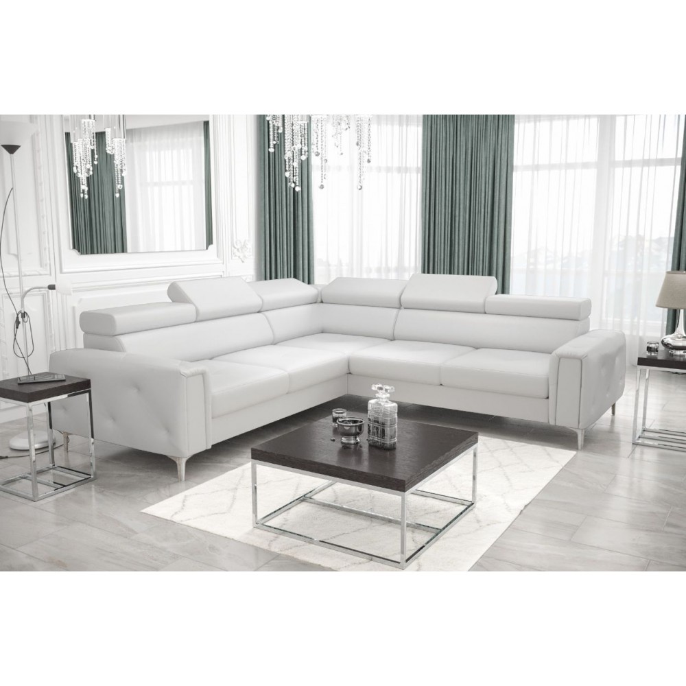 Γωνιακός καναπές Almeria I LTHR -Leuko-Αριστερή