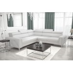Γωνιακός καναπές Almeria I LTHR -Leuko-Αριστερή