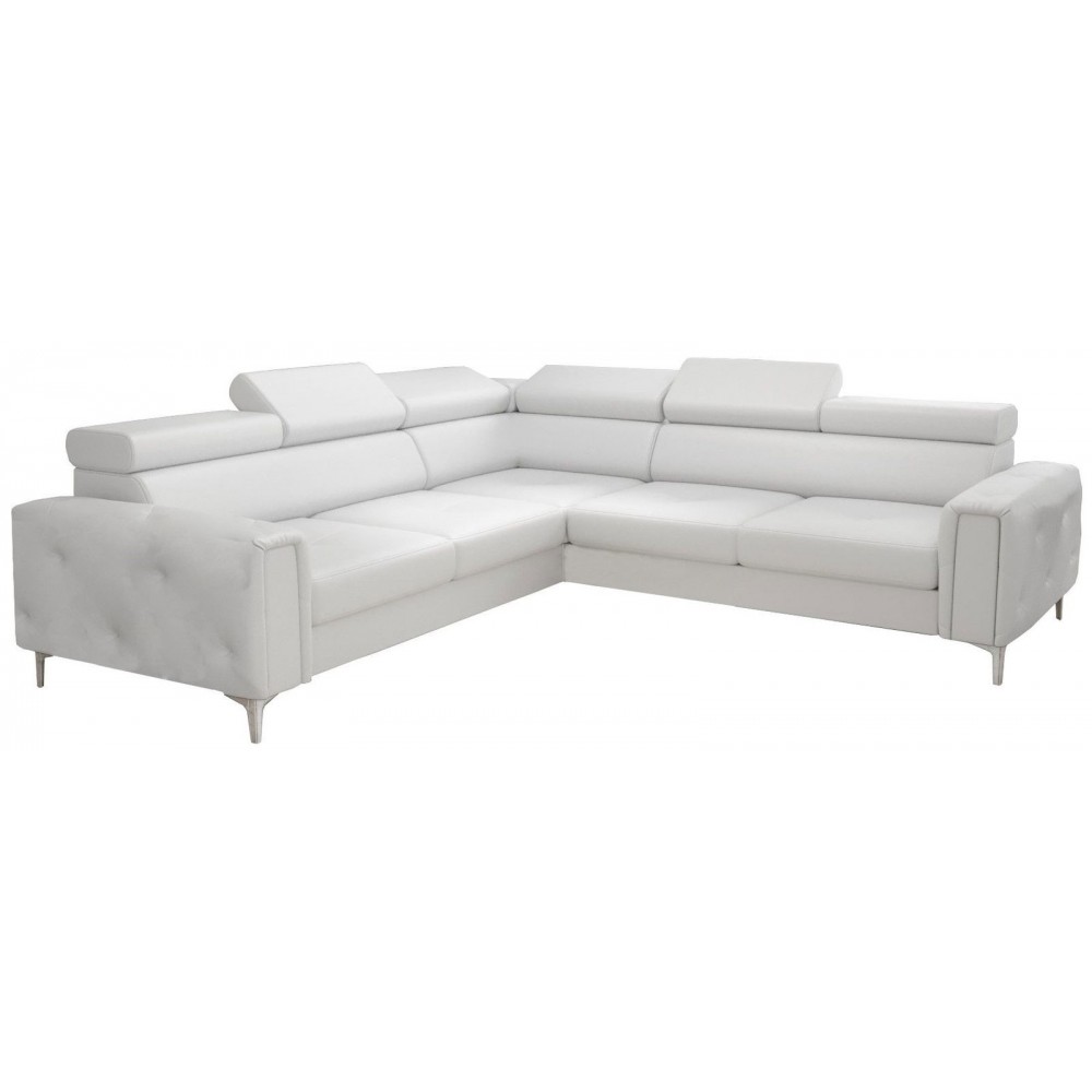 Γωνιακός καναπές Almeria I LTHR -Leuko-Αριστερή