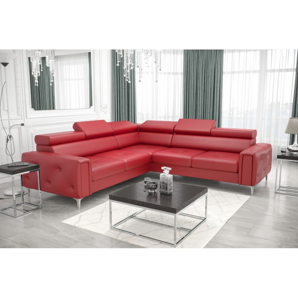 Γωνιακός καναπές Almeria I LTHR -Kokkino-Αριστερή