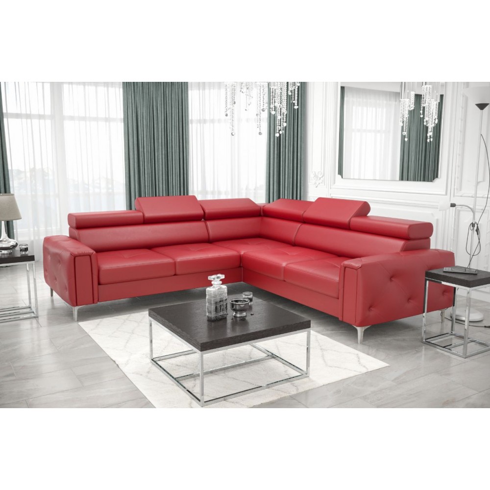 Γωνιακός καναπές Almeria I LTHR -Kokkino-Δεξιά