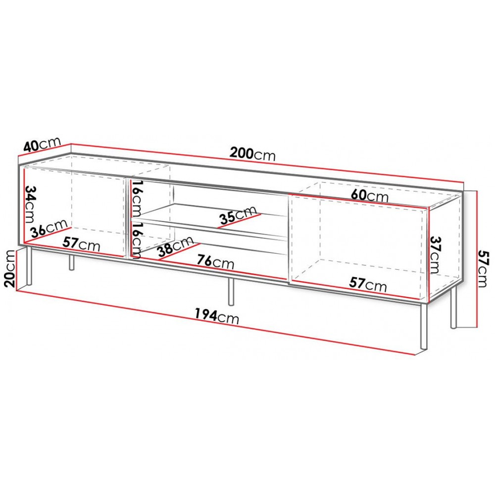 Έπιπλο τηλεόρασης Slide III-Leuko-Mauro
