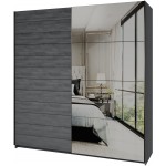 Ντουλάπα συρόμενη Kappa με Καθρέπτες-Carbon-200 x 61 x 210 εκ.