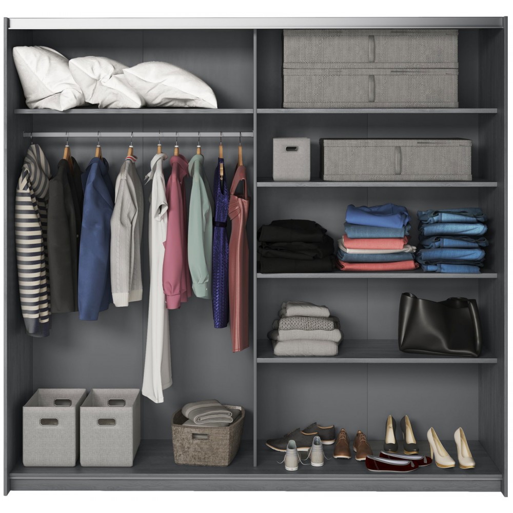 Ντουλάπα συρόμενη Kappa με Καθρέπτες-Carbon-220 x 61 x 210 εκ.