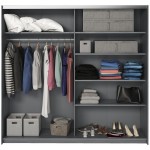 Ντουλάπα συρόμενη Kappa με Καθρέπτες-Carbon-220 x 61 x 210 εκ.