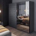 Ντουλάπα συρόμενη Kappa με Καθρέπτες-Carbon-220 x 61 x 210 εκ.