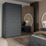 Ντουλάπα συρόμενη Kappa με Καθρέπτες-Carbon-220 x 61 x 210 εκ.