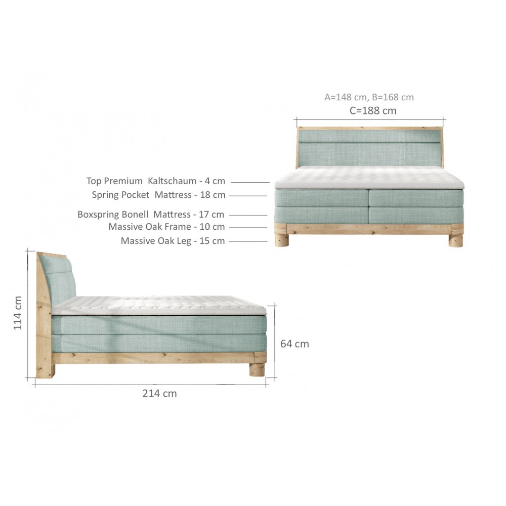 Επενδυμένο κρεβάτι Verion με στρώμα και ανώστρωμα-Moustardi-140 x 200