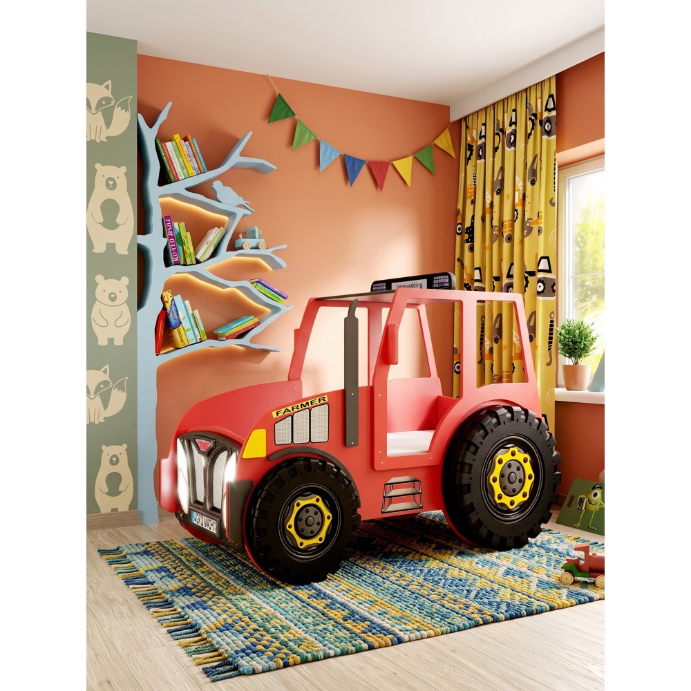 Παιδικό Κρεβάτι Tractor-Kokkino 204x111x145