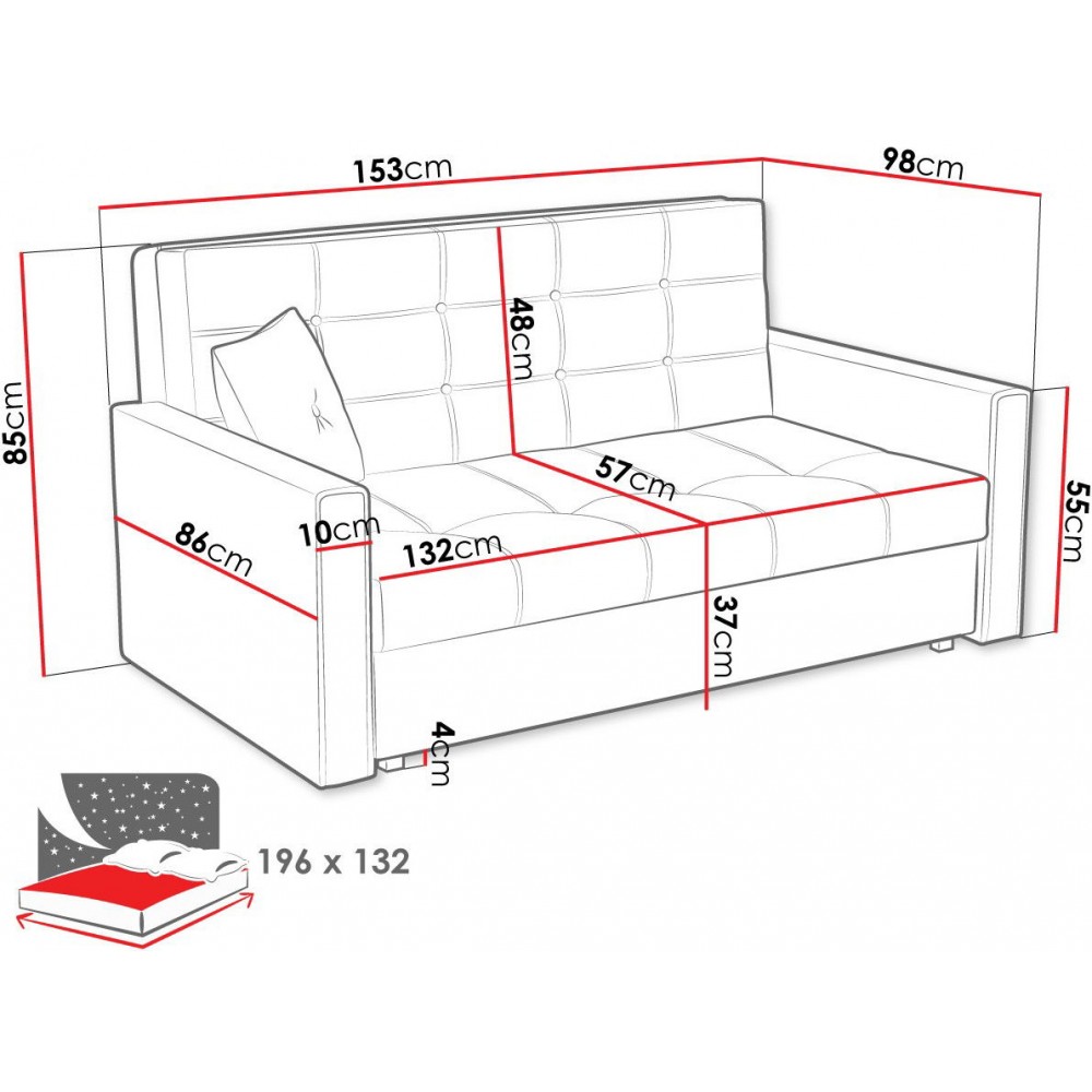 Καναπές - κρεβάτι Viva Lux ΙII διθέσιος -Beraman