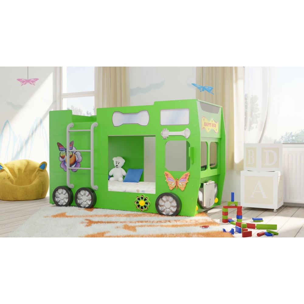 Παιδικό Κρεβάτι Happy Bus-Prasino 207x116x150