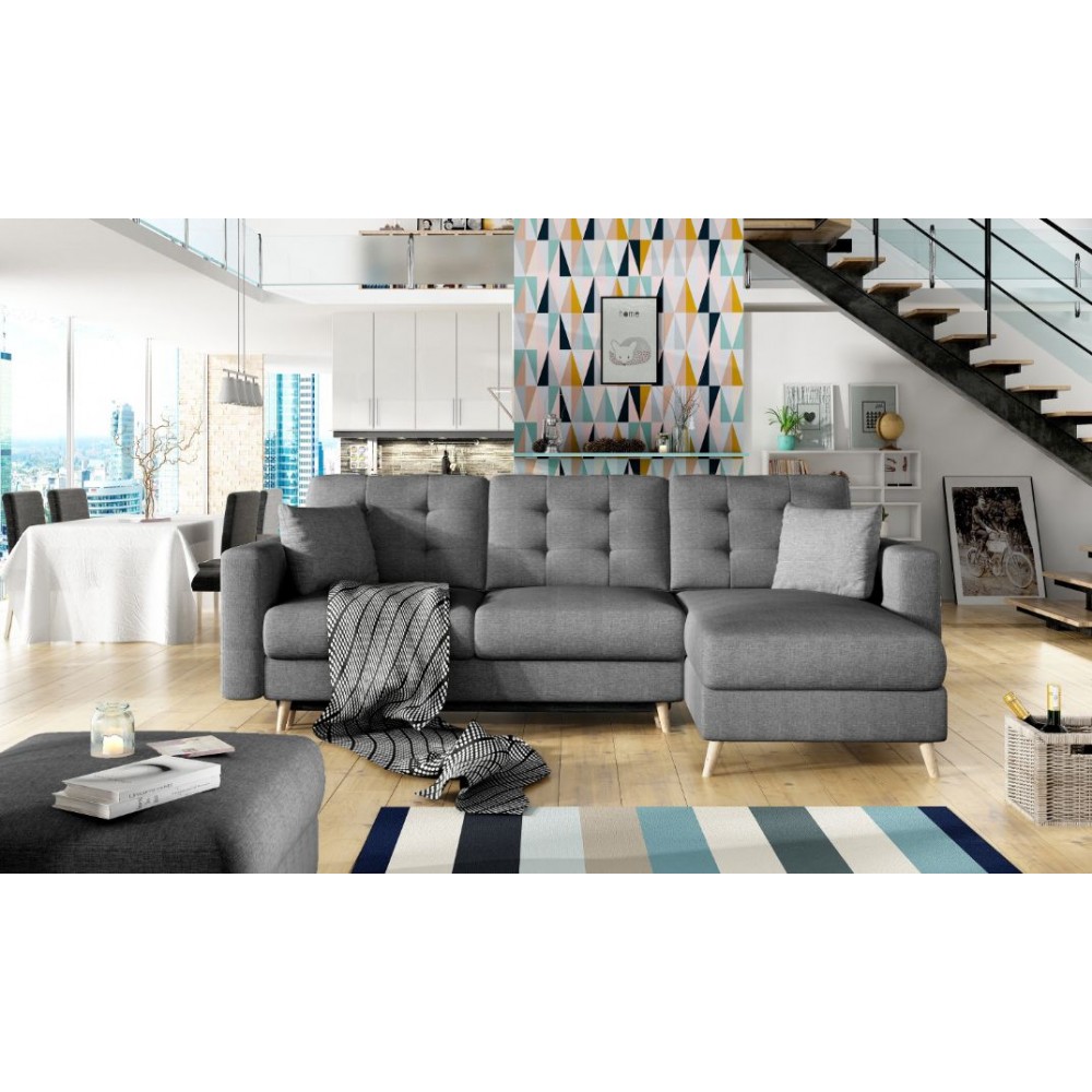 Γωνιακός καναπές Amelion-Γκρι Σκούρο