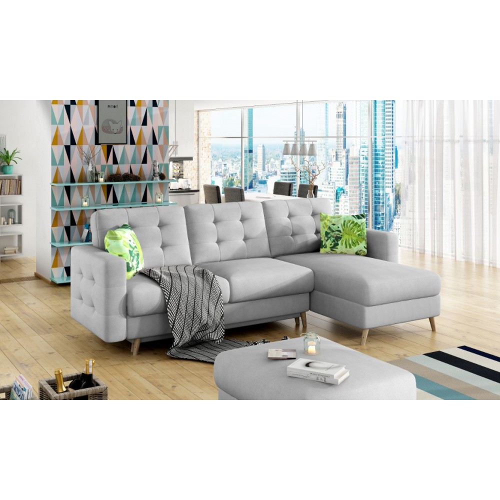 Γωνιακός καναπές Amelion-Γκρι Ανοιχτό