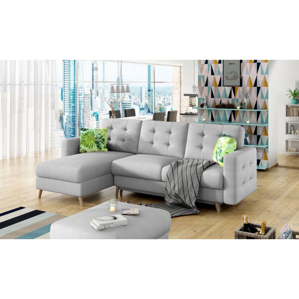 Γωνιακός καναπές Amelion-Γκρι Ανοιχτό