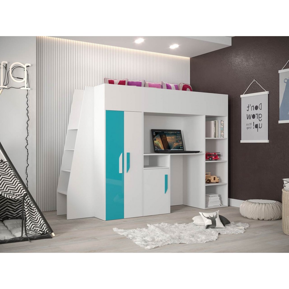 Πολυλειτουργικό κρεβάτι Party XV-Leuko - Tirkouaz