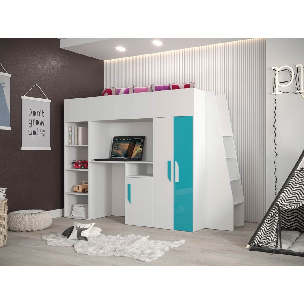 Πολυλειτουργικό κρεβάτι Party XV-Leuko - Tirkouaz