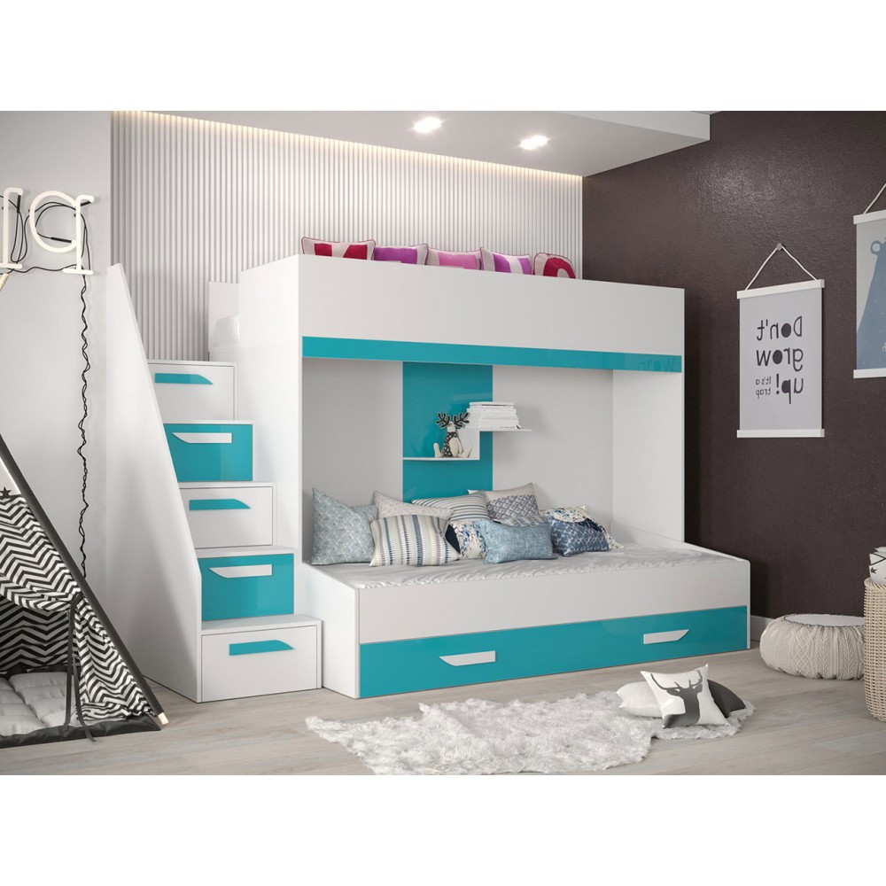 Πολυλειτουργικό κρεβάτι Party XVI-Leuko - Tirkouaz