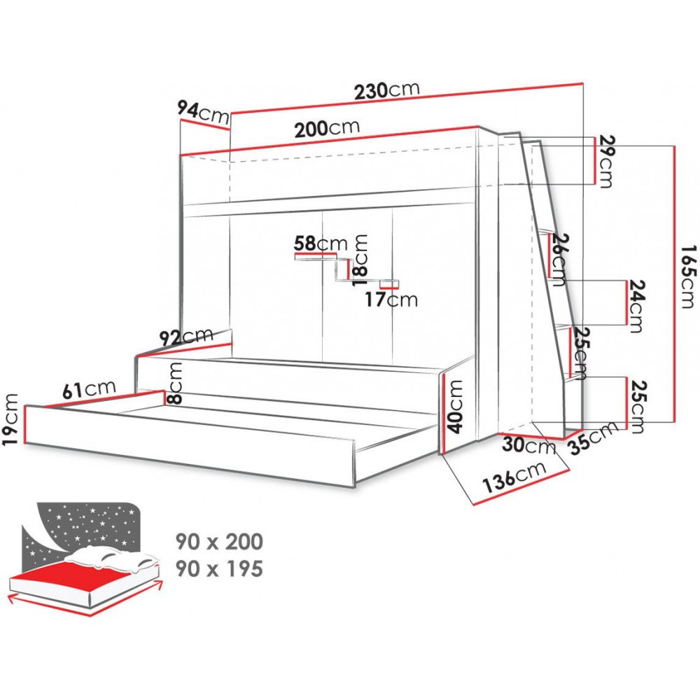 Πολυλειτουργικό κρεβάτι Party XVII-Leuko-Mauro
