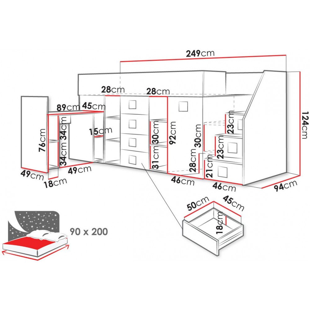 Πολυλειτουργικό κρεβάτι Toledo III-Mauro-Δεξιά