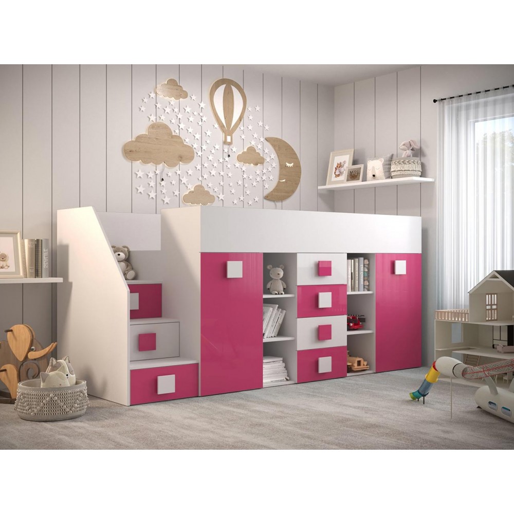 Πολυλειτουργικό κρεβάτι Toledo III-Roz-Αριστερή