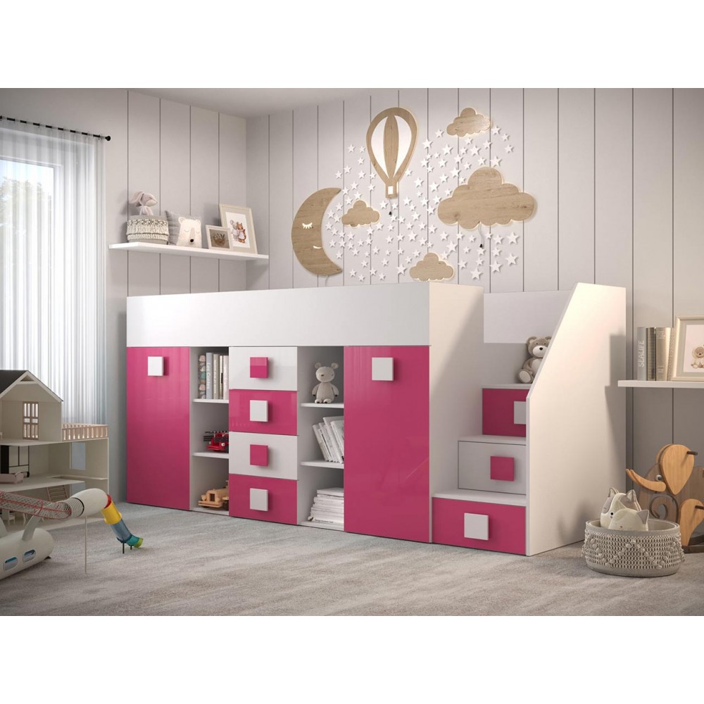 Πολυλειτουργικό κρεβάτι Toledo III-Roz-Δεξιά