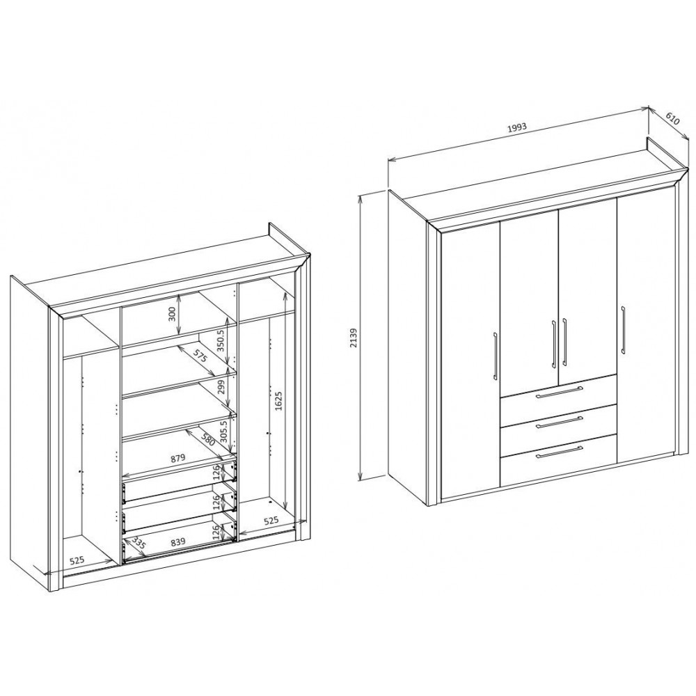 Ντουλάπα Arano τετράφυλλη-Leuko