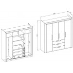 Ντουλάπα Arano τετράφυλλη-Leuko