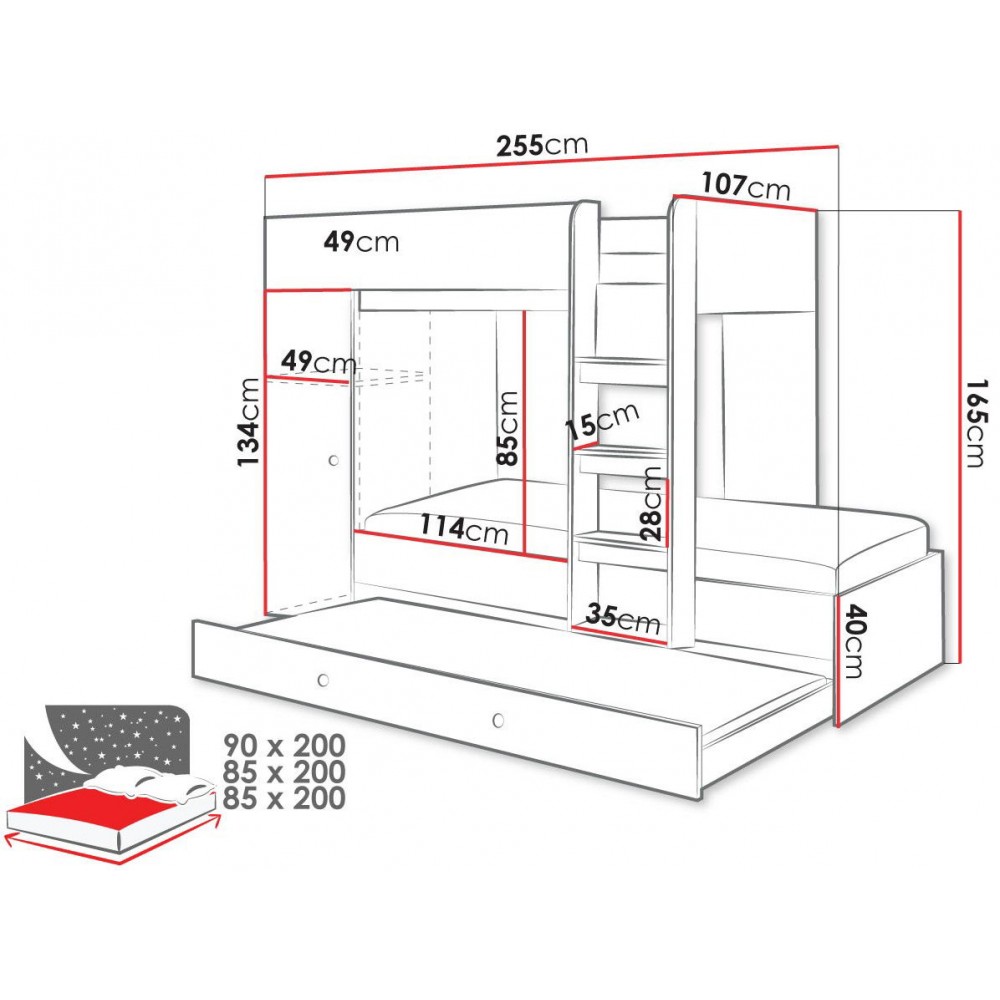 Πολυλειτουργικό κρεβάτι Smart II-Leuko