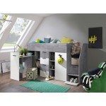 Πολυλειτουργικό κρεβάτι Konkret III-Gkri-Leuko-Δεξιά