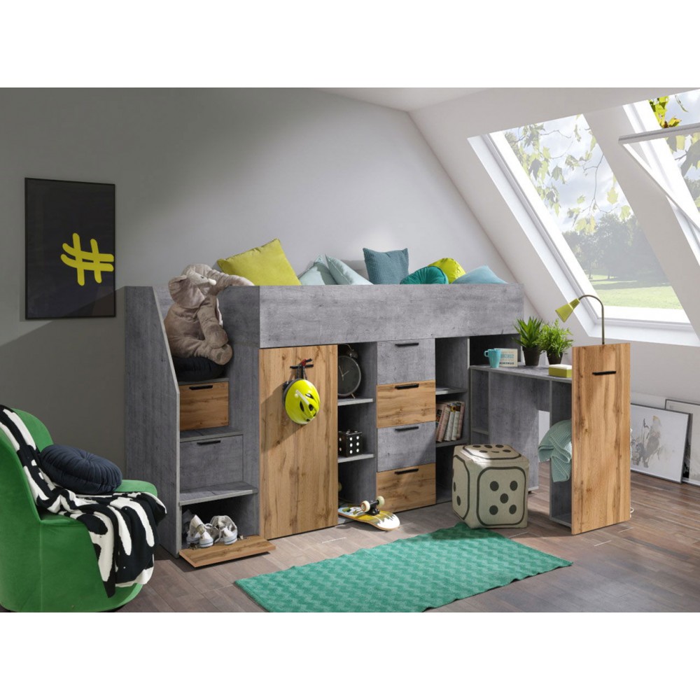 Πολυλειτουργικό κρεβάτι Konkret III-Gkri-Fusiko-Αριστερή