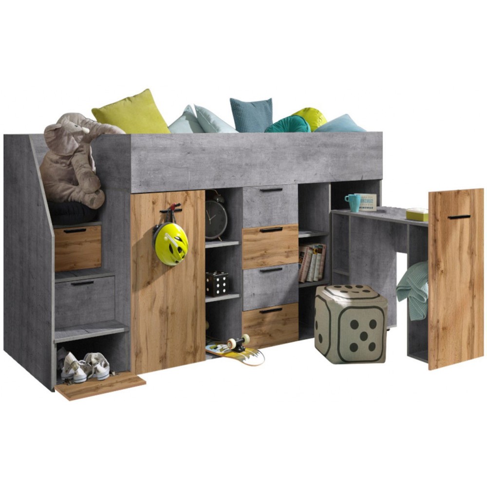 Πολυλειτουργικό κρεβάτι Konkret III-Gkri-Fusiko-Αριστερή