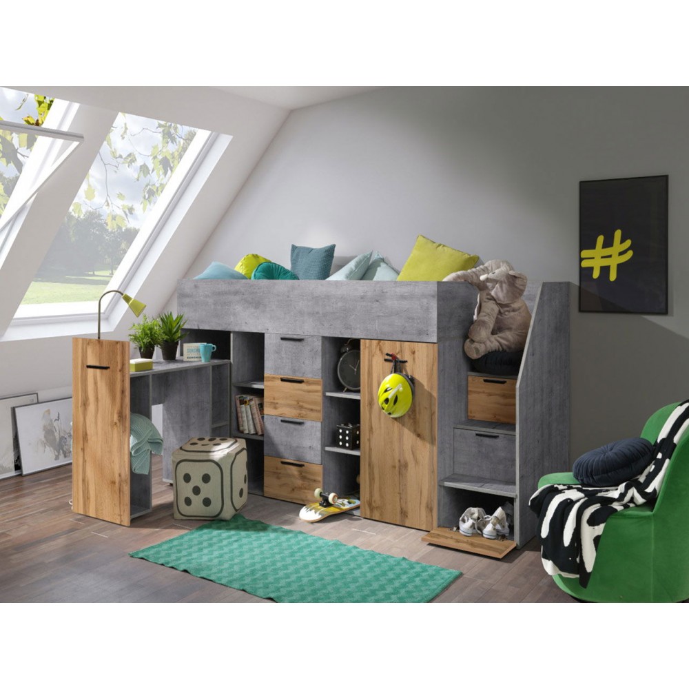 Πολυλειτουργικό κρεβάτι Konkret III-Gkri-Fusiko-Δεξιά