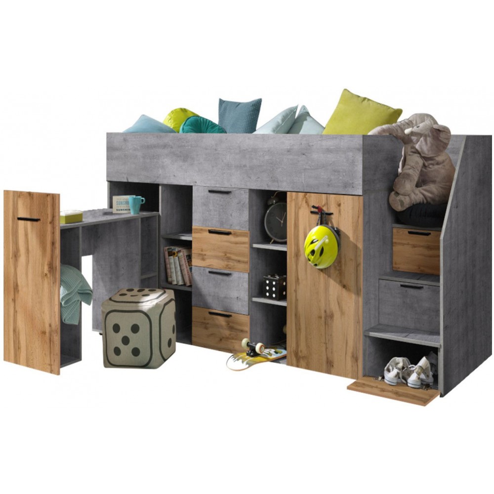 Πολυλειτουργικό κρεβάτι Konkret III-Gkri-Fusiko-Δεξιά