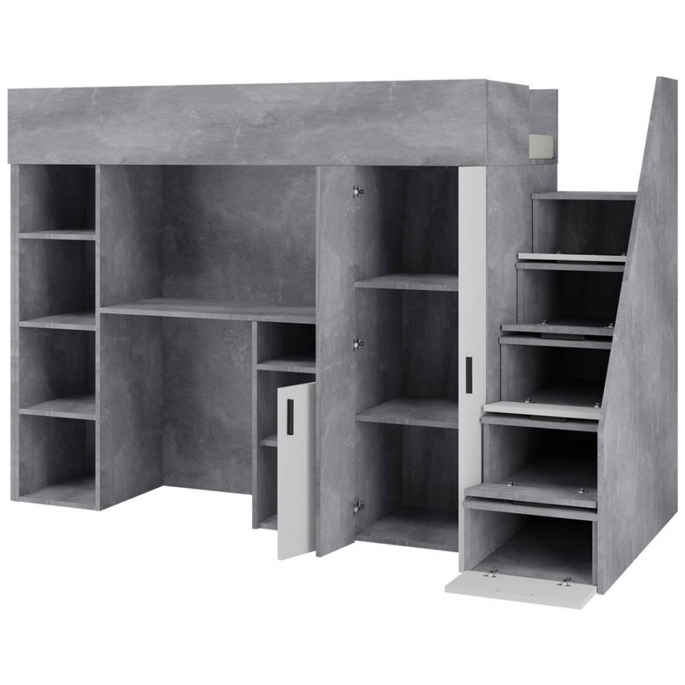 Πολυλειτουργικό κρεβάτι Konkret XIV-Gkri-Leuko