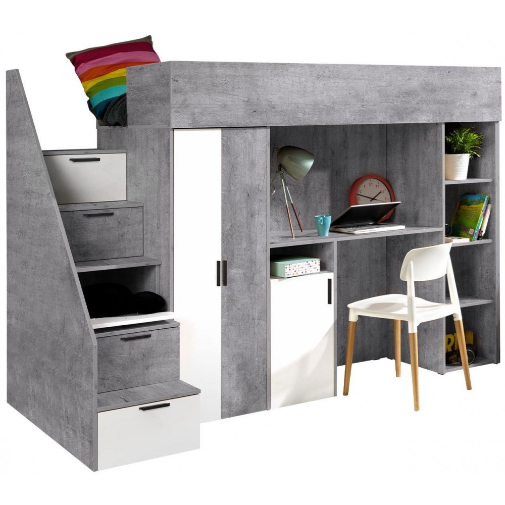 Πολυλειτουργικό κρεβάτι Konkret XIV-Gkri-Leuko