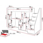 Πολυλειτουργικό κρεβάτι Konkret XIV-Gkri-Leuko