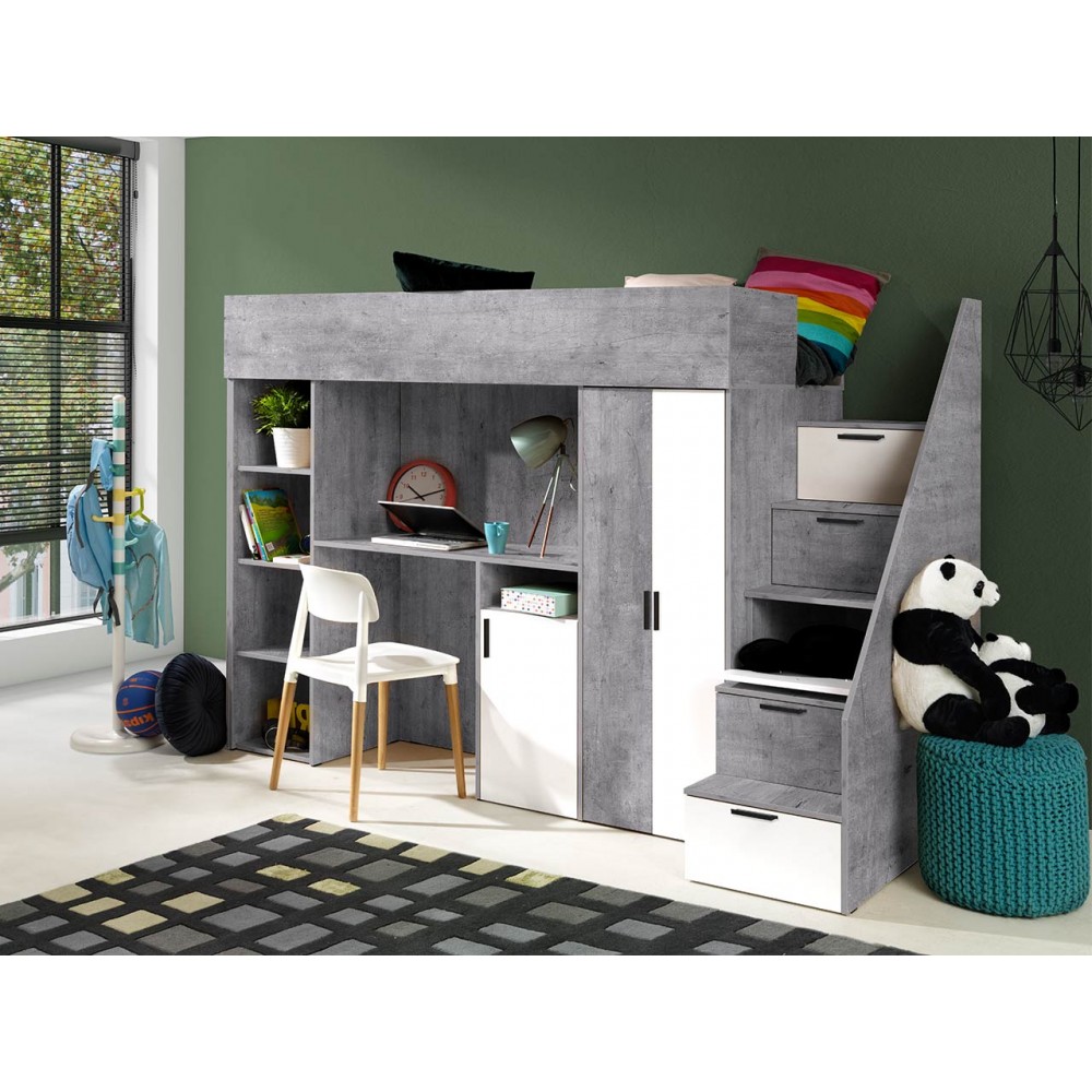 Πολυλειτουργικό κρεβάτι Konkret XIV-Gkri-Leuko