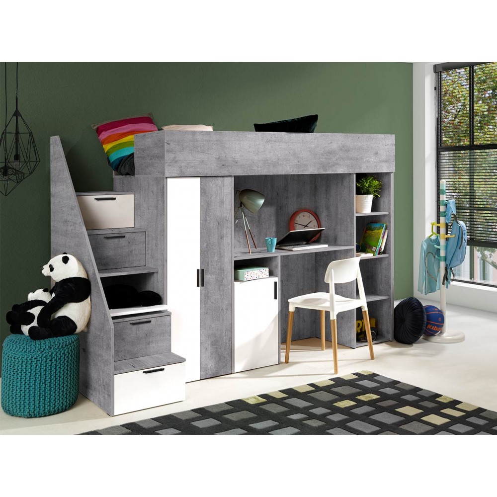 Πολυλειτουργικό κρεβάτι Konkret XIV-Gkri-Leuko