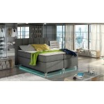Επενδυμένο κρεβάτι Basel Led-Gkri Skouro-140 x 200