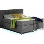 Επενδυμένο κρεβάτι Basel Led-Gkri Skouro-140 x 200