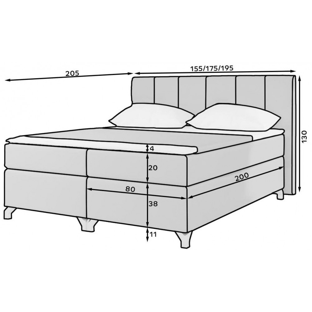 Επενδυμένο κρεβάτι Basel Led-Mauro-160 x 200
