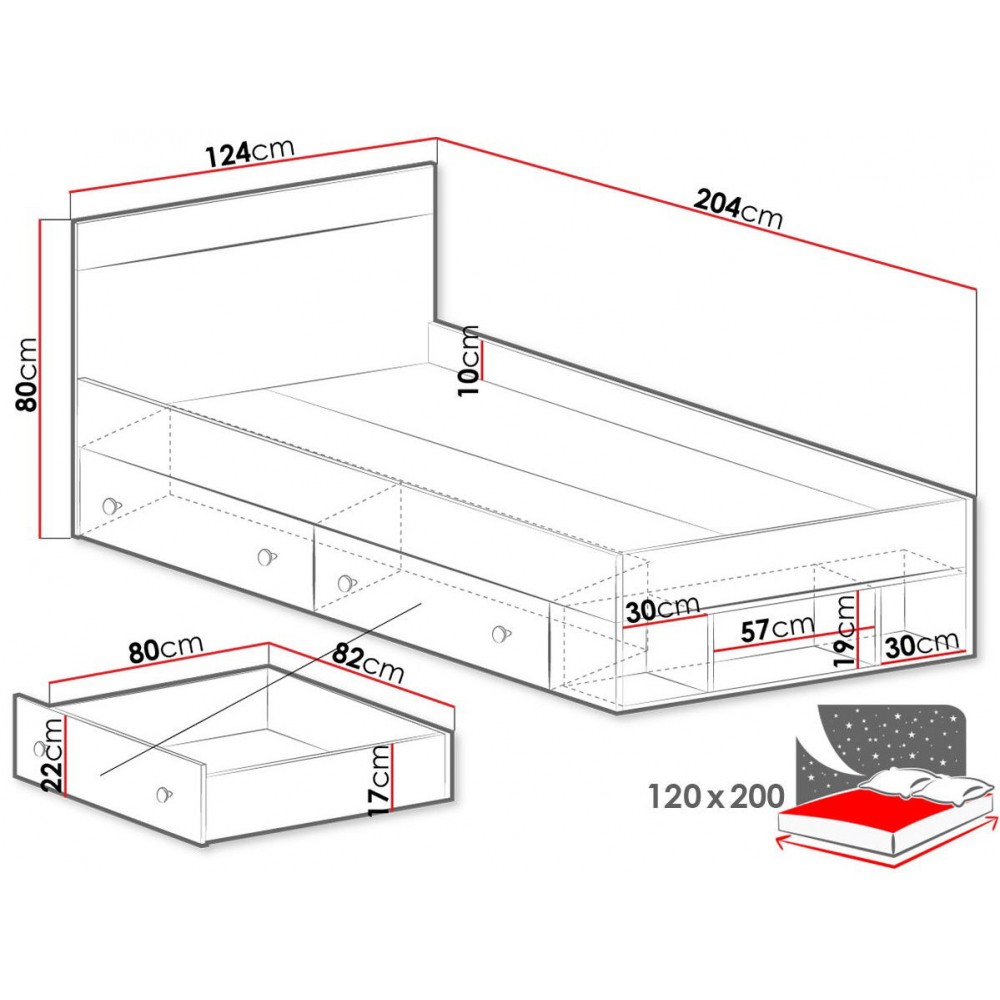Κρεβάτι Pixel-120 x 200