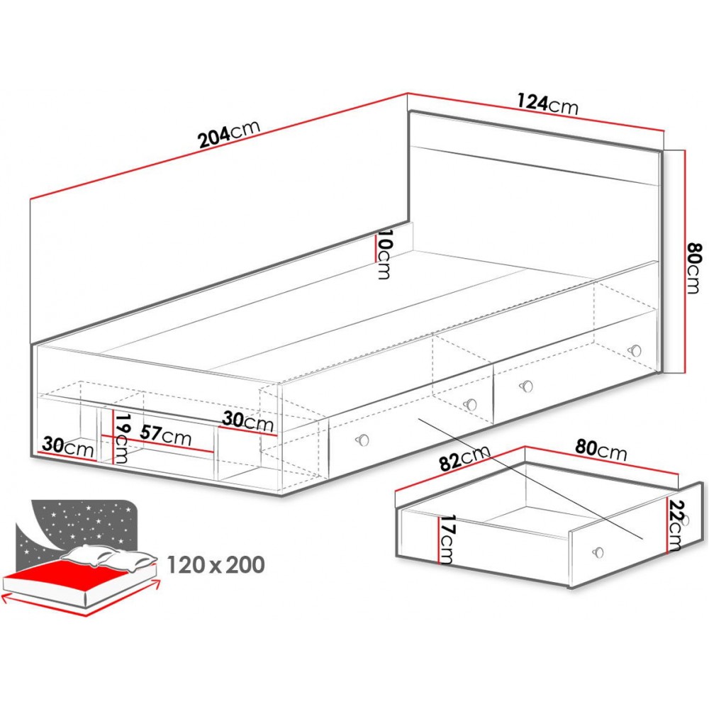 Κρεβάτι Pixel-120 x 200